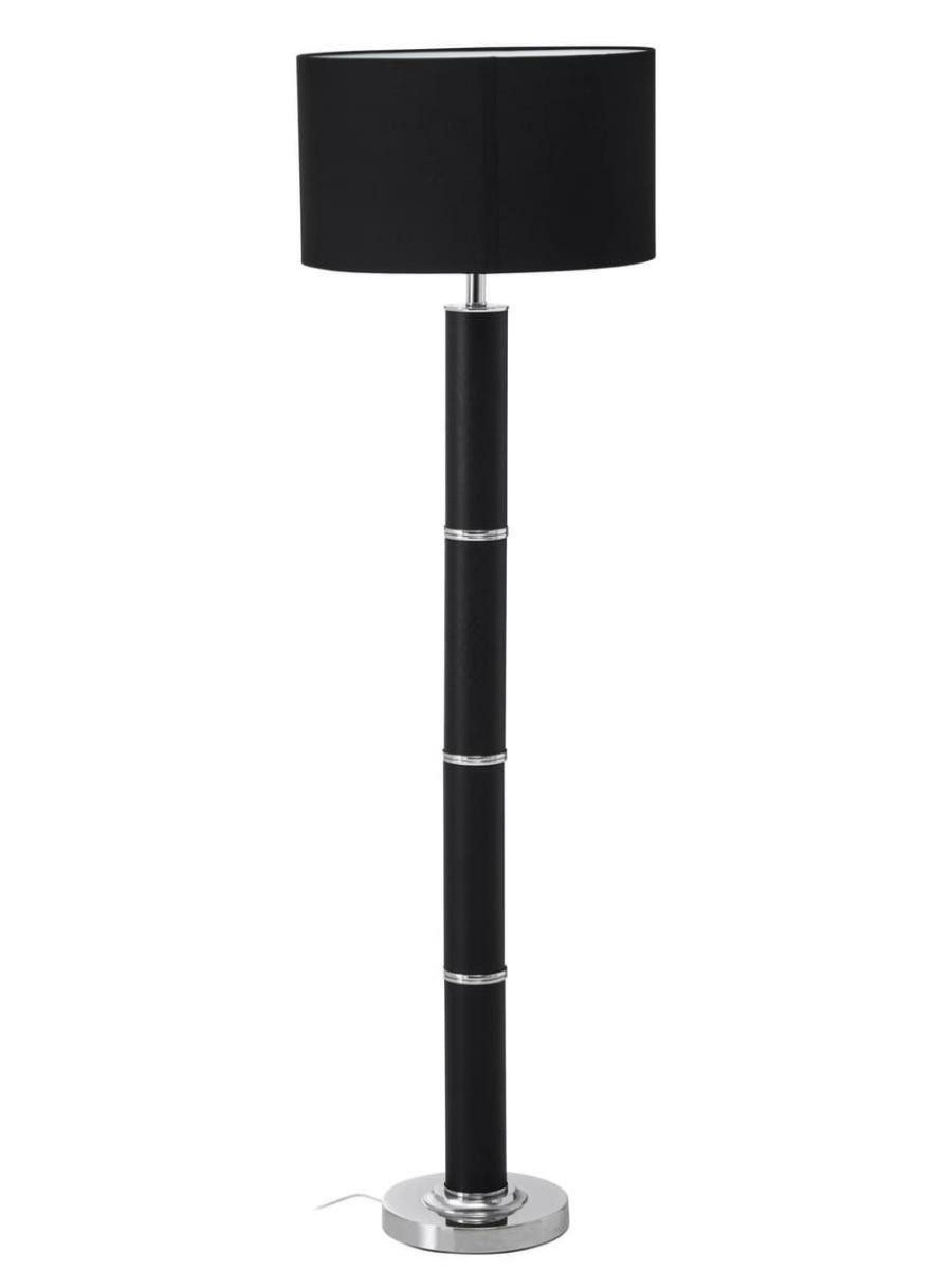 Accessories Fifty Five South Floor Lamps | Hanah Black Snake Leather Effect Floor Lamp