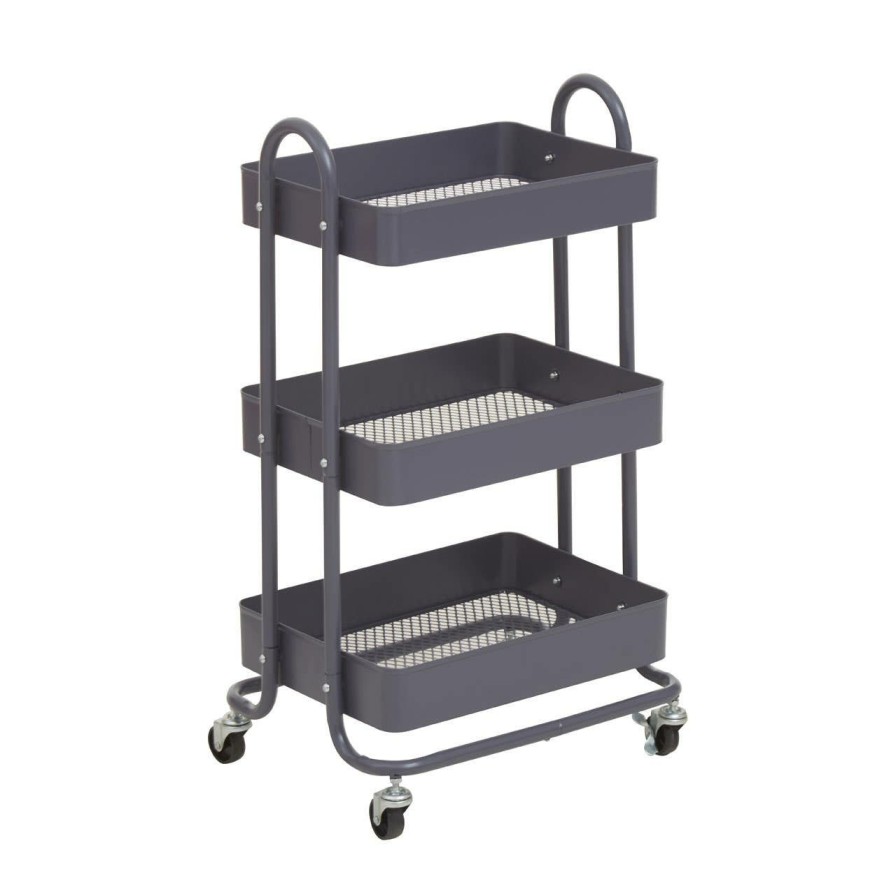 FURNITURE Premier Bar Carts and Trolleys | Acero Three Tier Grey Trolley