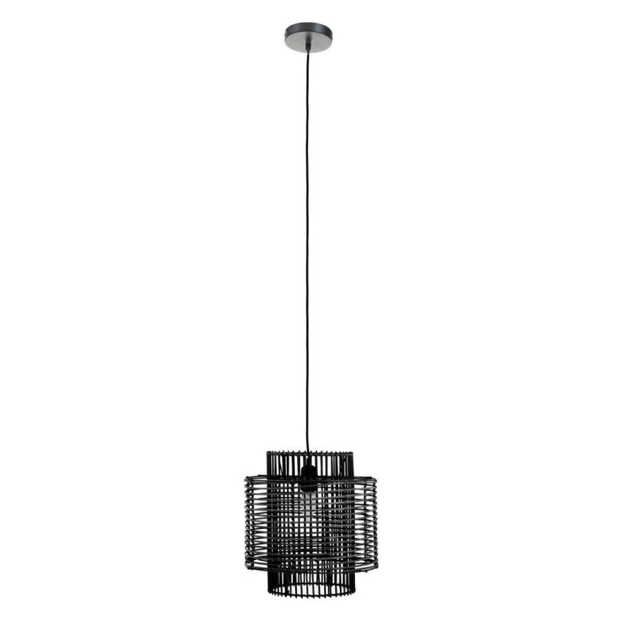 Accessories Premier Light and Ceiling Shades | Jaya Black Rattan Overlapping Pendant Lamp