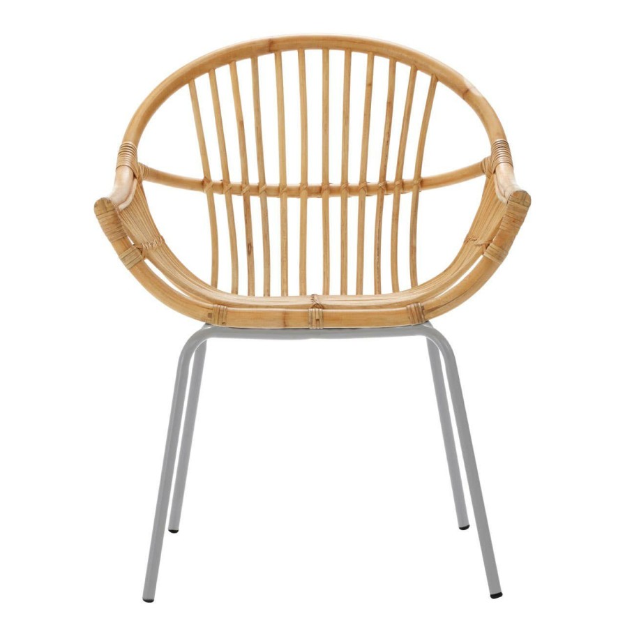 FURNITURE Premier Conservatory | Lagom Natural Rattan Grey Metal Chair