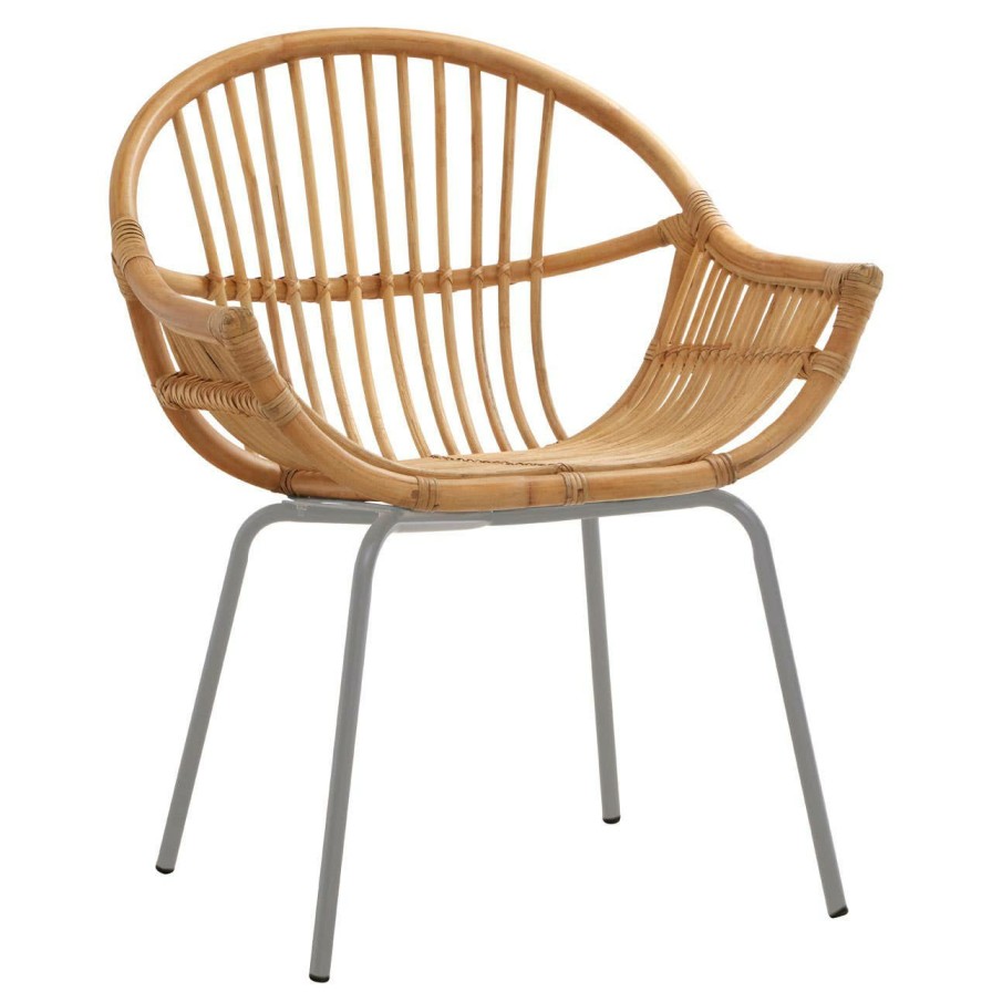 FURNITURE Premier Conservatory | Lagom Natural Rattan Grey Metal Chair