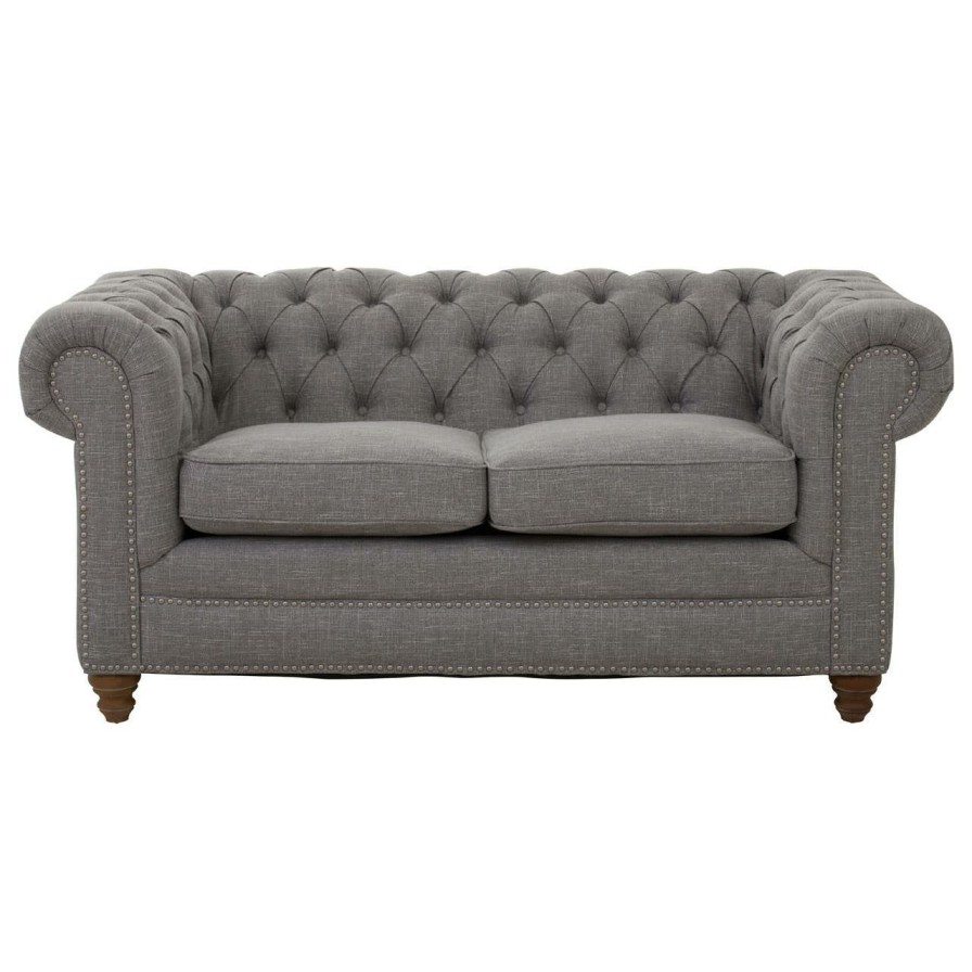 FURNITURE Fifty Five South Sofas | Stella Two Seat Grey Linen Sofa