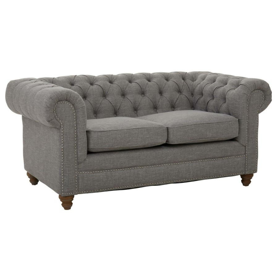 FURNITURE Fifty Five South Sofas | Stella Two Seat Grey Linen Sofa