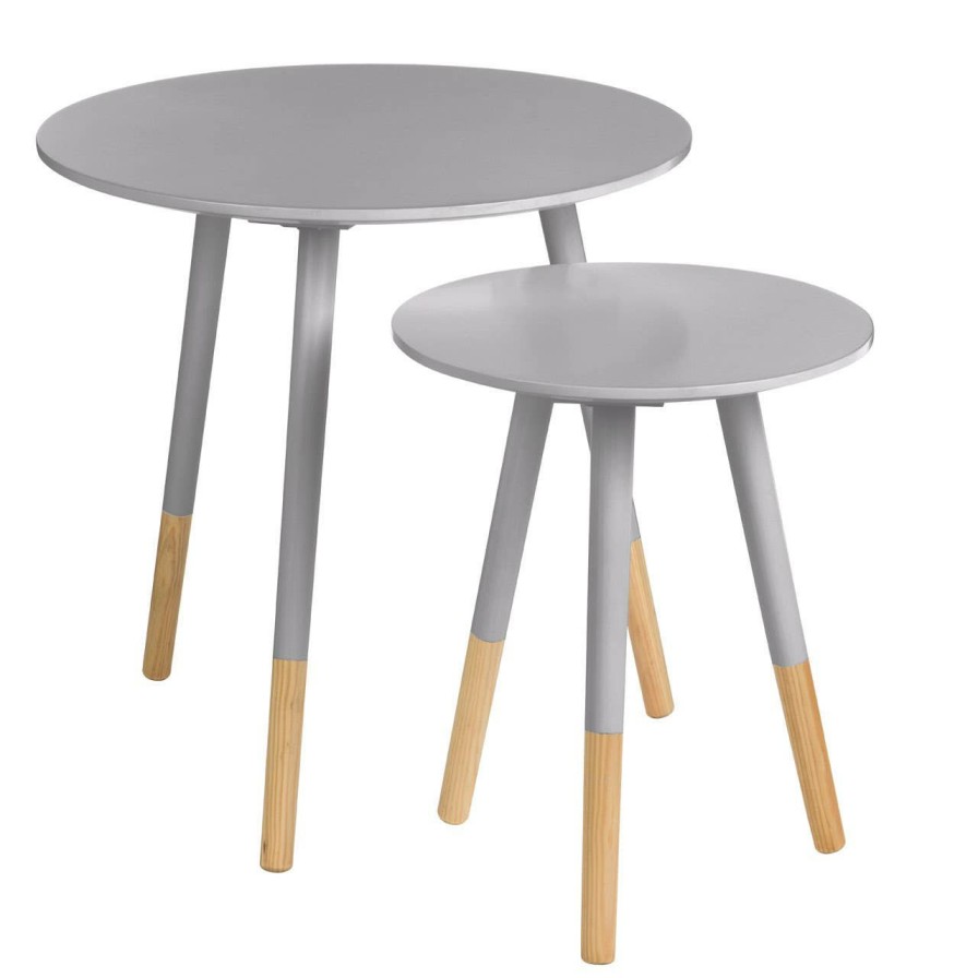 FURNITURE Premier Side Tables | Set Of Two Viborg Grey Round Side Tables