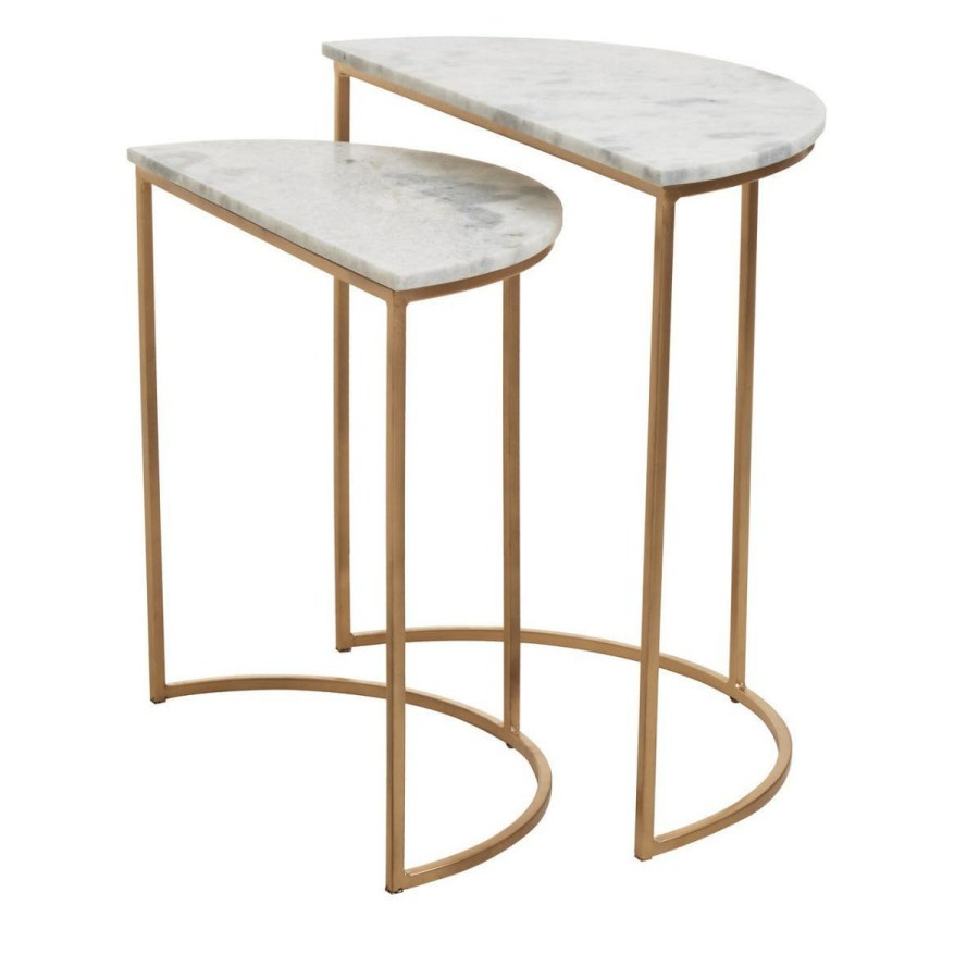 FURNITURE Fifty Five South Nesting Tables | Mandoli Nest Of 2 White Marble Side Tables