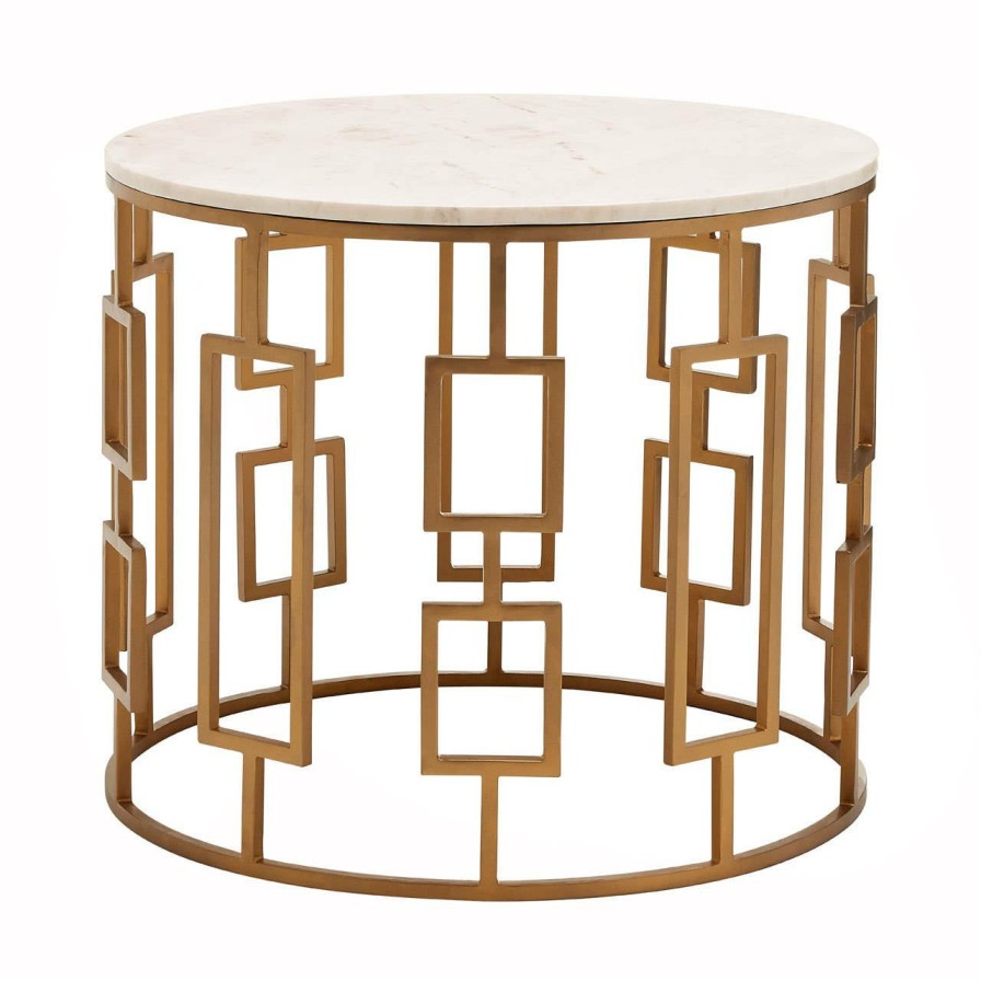 FURNITURE Premier Side Tables | Shalimar Round White Marble Top Side Table