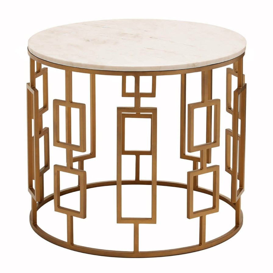 FURNITURE Premier Side Tables | Shalimar Round White Marble Top Side Table