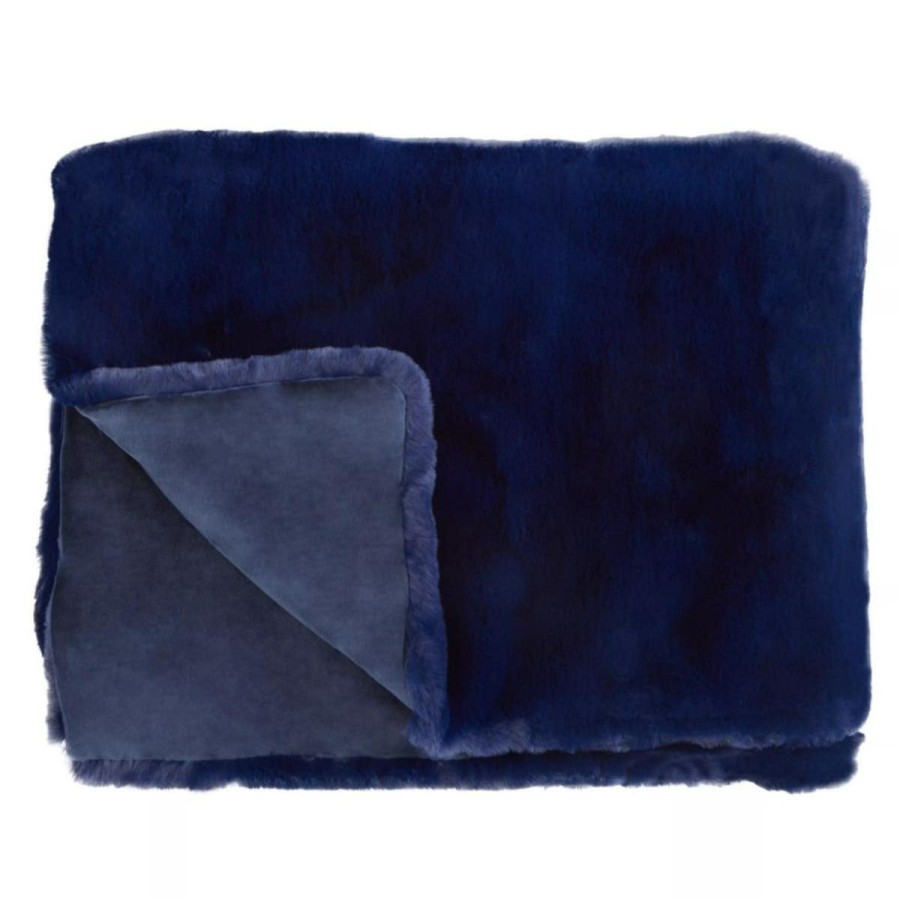 Accessories Bosie Throws and Blankets | Bosie Lamina Navy Blue Throw