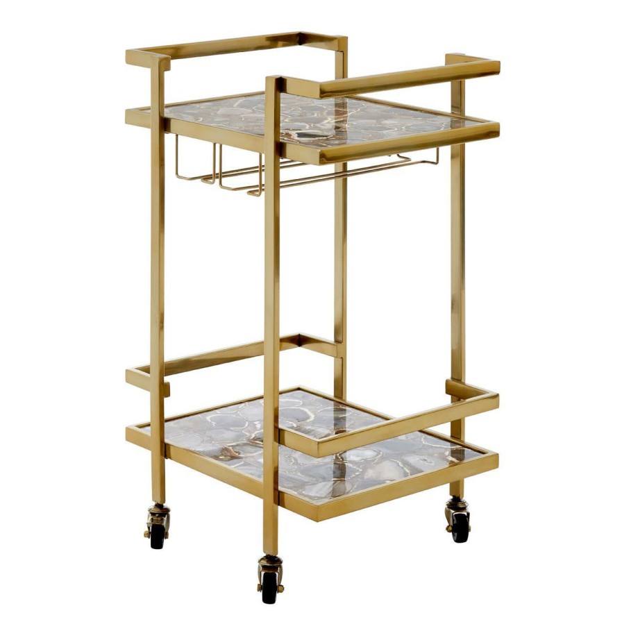 Kitchen and Dining Fifty Five South Kitchen Organisation | Vita Gold Finish Drinks Trolley