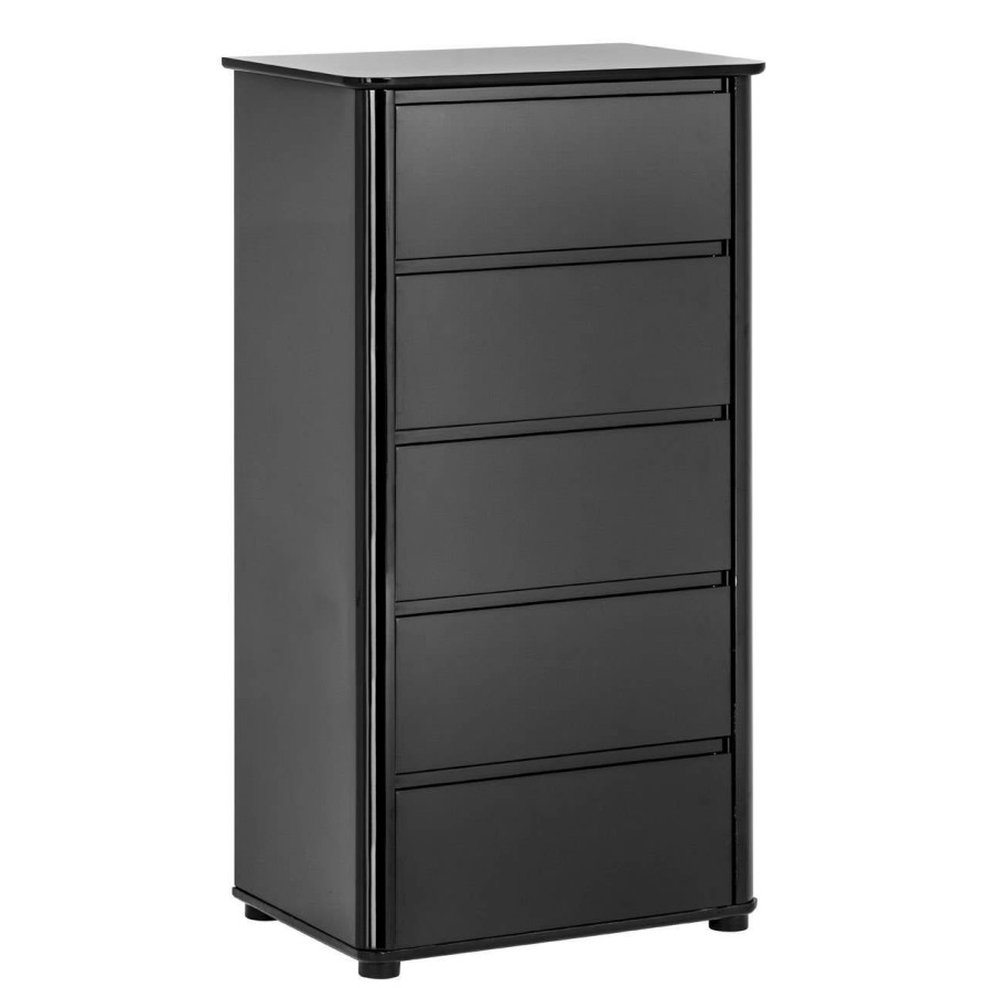 FURNITURE Premier Chest of Drawers | Moritz Black High Gloss 5 Drawer Chest