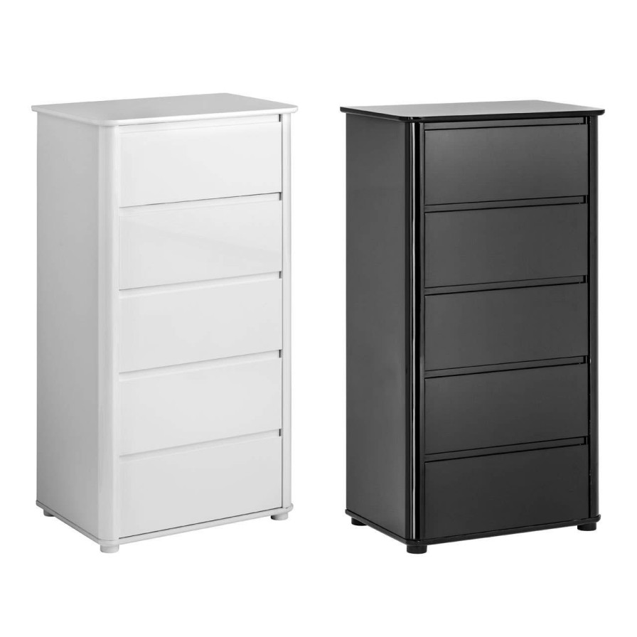 FURNITURE Premier Chest of Drawers | Moritz Black High Gloss 5 Drawer Chest