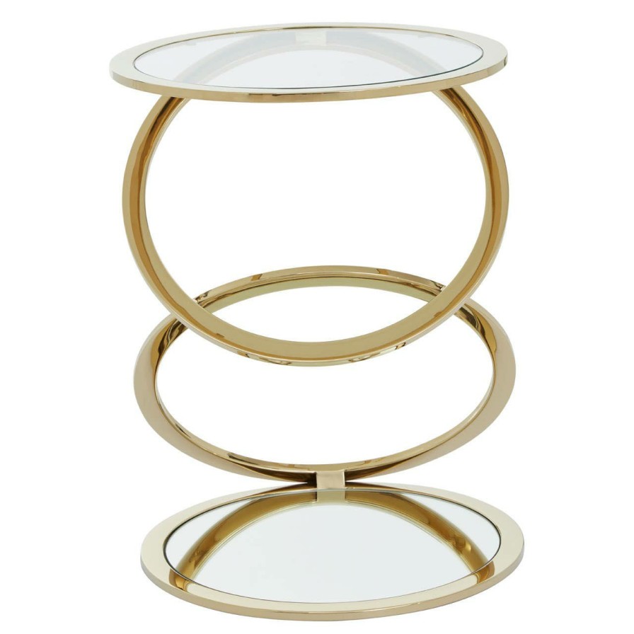 FURNITURE Fifty Five South Side Tables | Oria Clear Glass End Table With Warm Metallic Frame