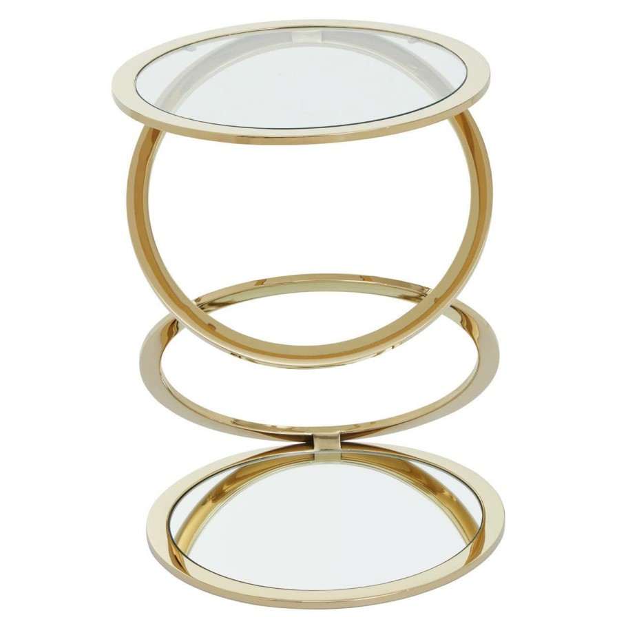 FURNITURE Fifty Five South Side Tables | Oria Clear Glass End Table With Warm Metallic Frame