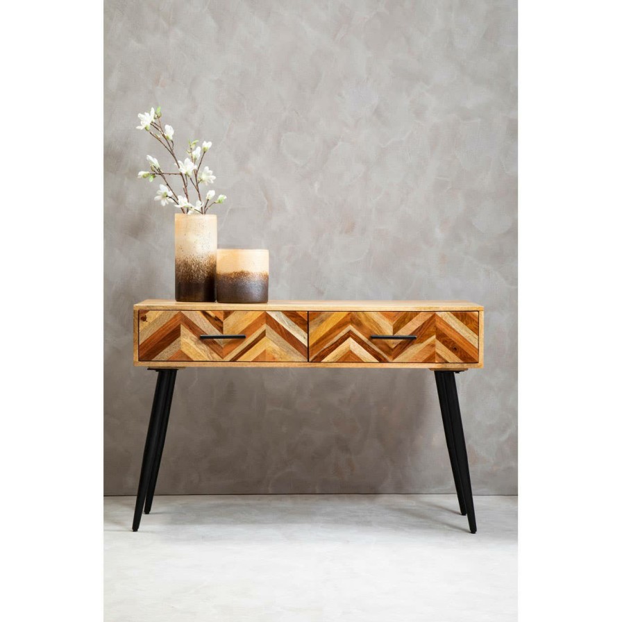 FURNITURE Fifty Five South Console Tables | Boho Two Drawer Mango Wood Console Table