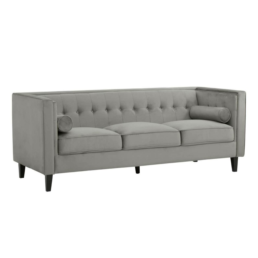 FURNITURE Premier Seating | Helia Grey Velvet Sofa