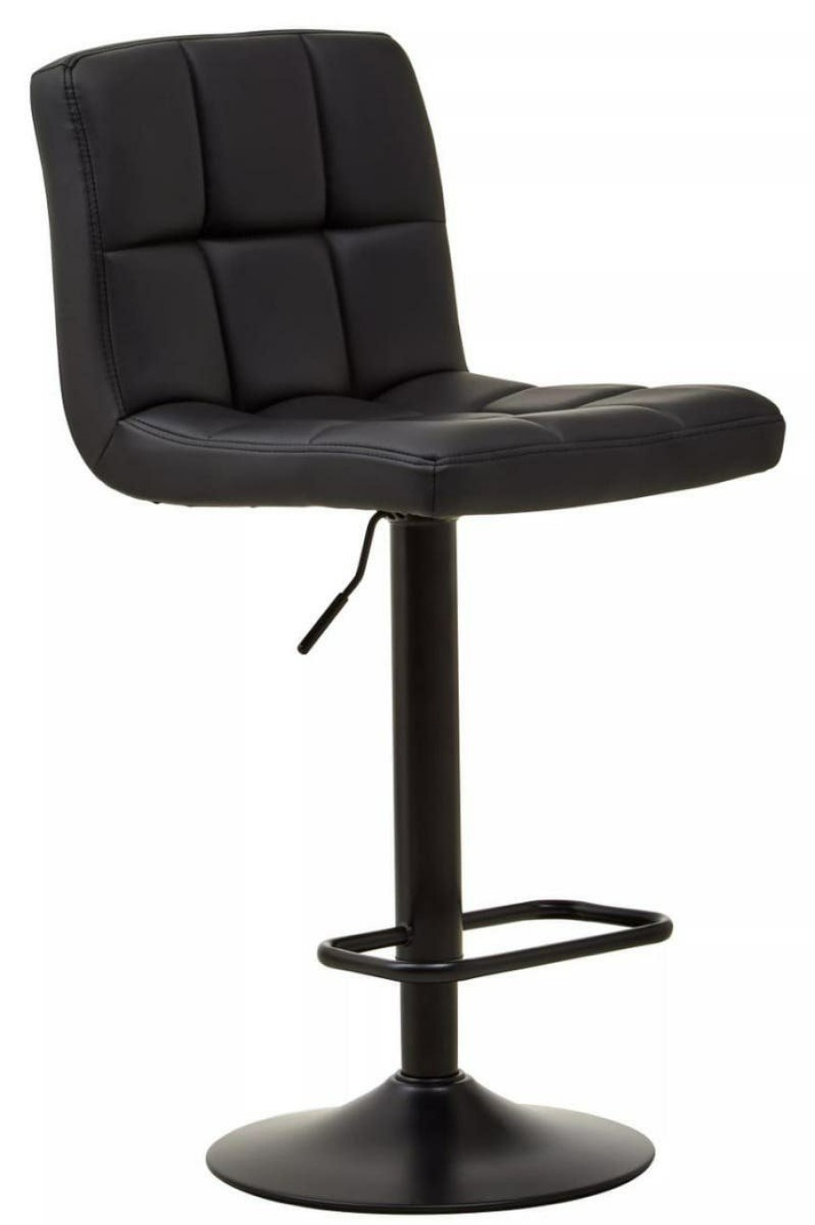 FURNITURE Fifty Five South Seating | Baina Black Leather Effect Quilted Bar Stool