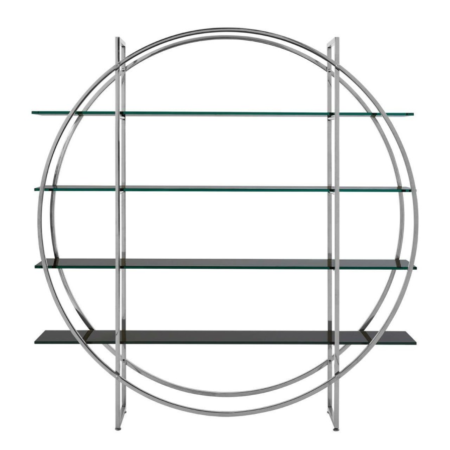 FURNITURE Fifty Five South Storage | Vogue 4 Black Tempered Glass Round Shelf Unit