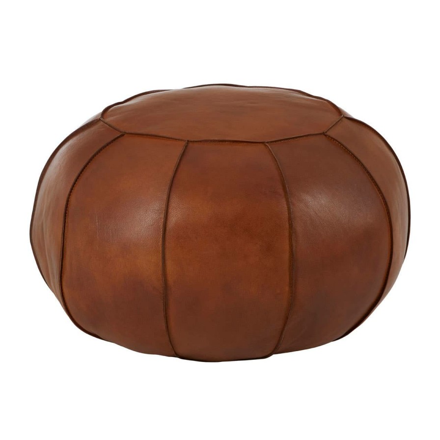 FURNITURE Fifty Five South Pouffes | Buffalo Tan Leather Pouffe