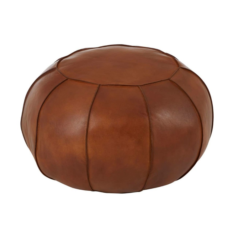 FURNITURE Fifty Five South Pouffes | Buffalo Tan Leather Pouffe