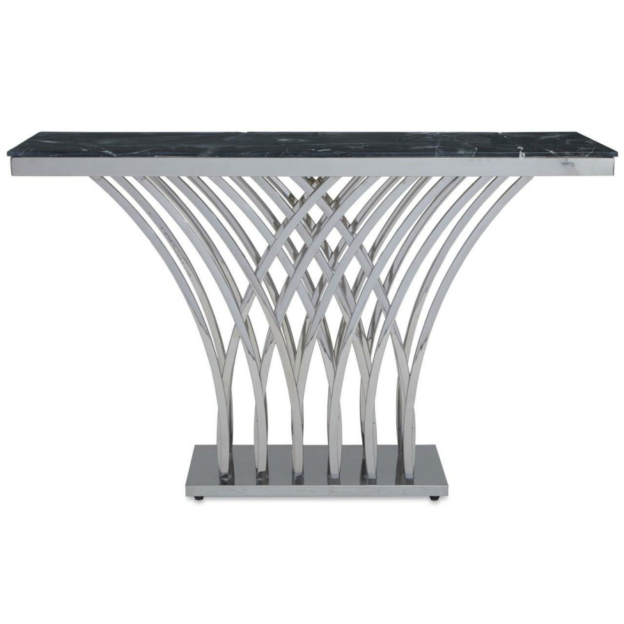 FURNITURE Fifty Five South Console Tables | Arenza Black Marble And Silver Console Table