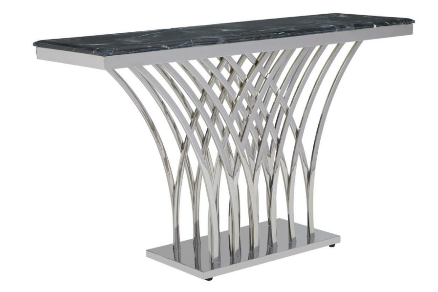 FURNITURE Fifty Five South Console Tables | Arenza Black Marble And Silver Console Table