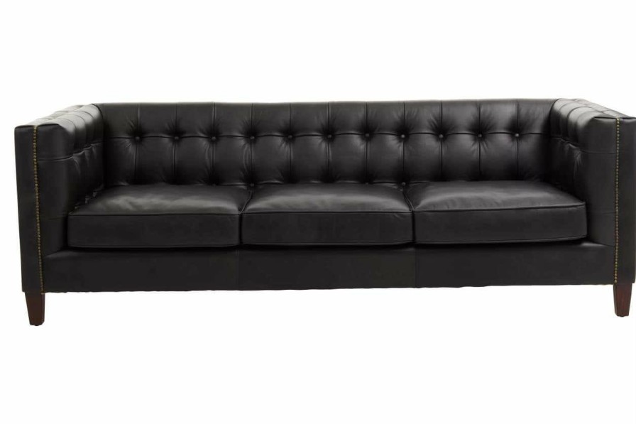 FURNITURE Fifty Five South Sofas | King Three Seater Antique Ebony Leather Sofa