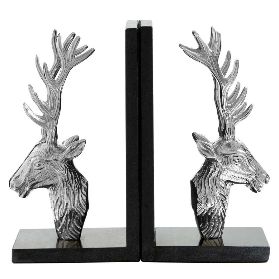 Accessories Fifty Five South Bookends | Set Of 2 Stag Bookends With Marble Base