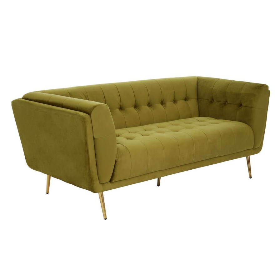 FURNITURE Premier Sofas | Harita Olive Velvet Sofa