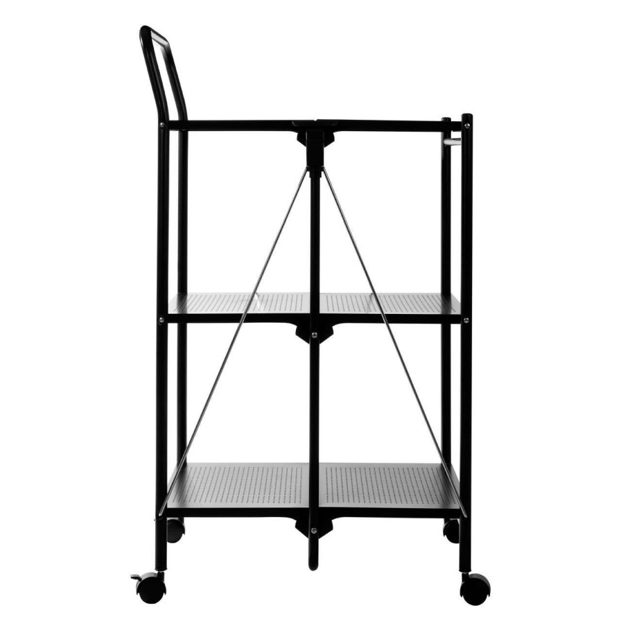 FURNITURE Premier Bar Carts and Trolleys | Black Rectangular Folding Kitchen Trolley