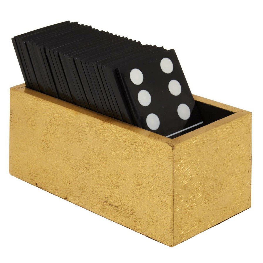 Accessories Fifty Five South Games | Churchill Games Gold And Black Domino Set