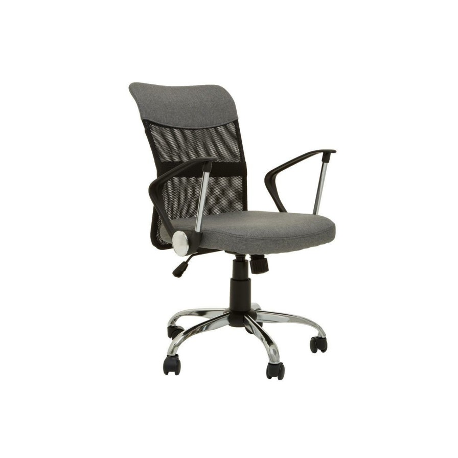 FURNITURE Premier Seating | Grey Home Office Chair With Chrome Arms