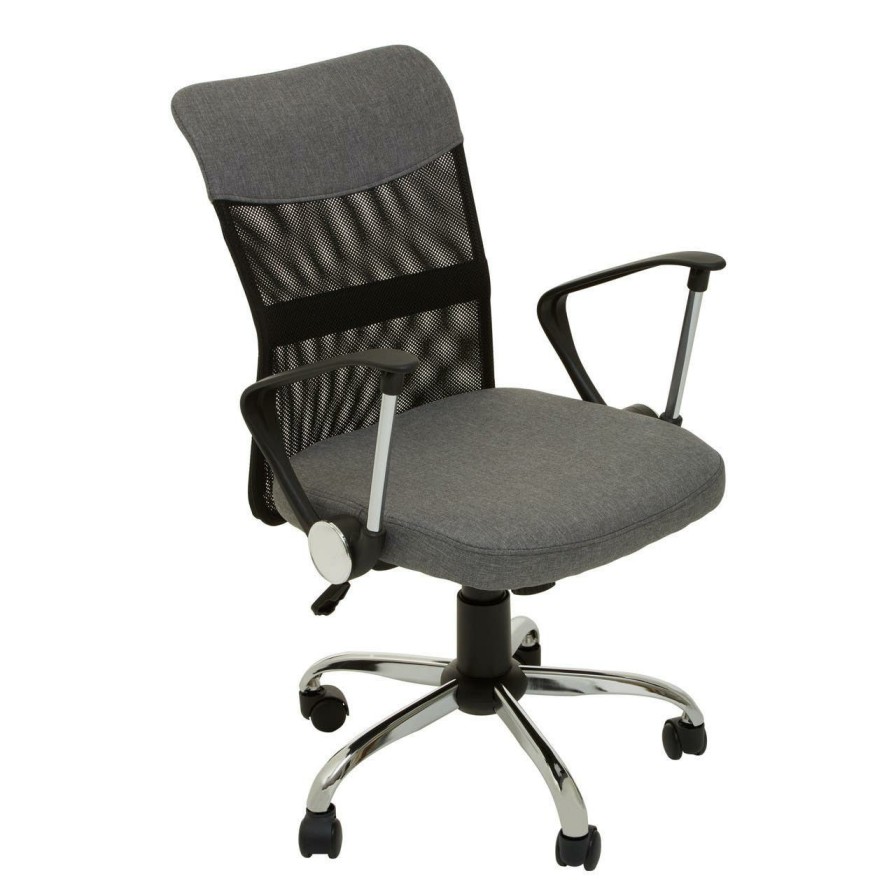 FURNITURE Premier Seating | Grey Home Office Chair With Chrome Arms