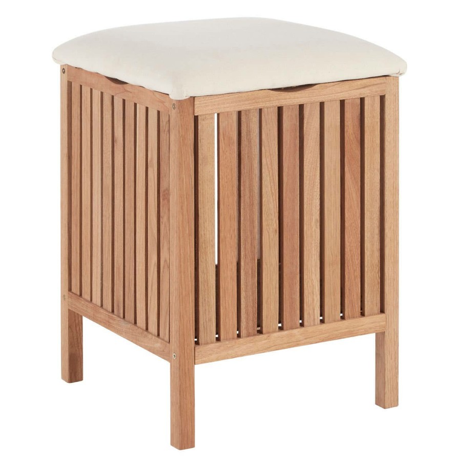 Bathe and Utility Premier Housekeeping | Walnut Wood Storage Stool