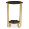 FURNITURE Premier Coffee Tables | Jolie Round End Table Black Mirror And Gold Frame