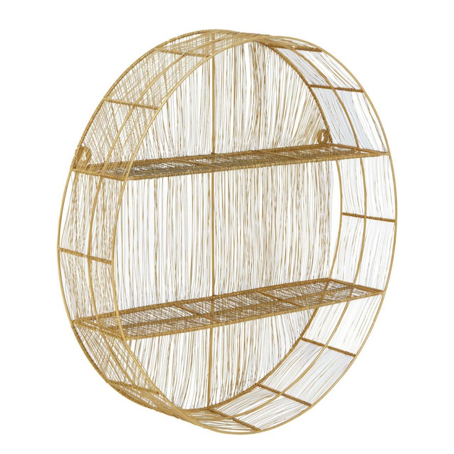 FURNITURE Premier Shelving | Enzo Gold Wire Round Wall Shelf