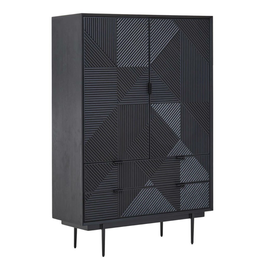 FURNITURE Fifty Five South Storage | Jakara Black Finish Wooden Cabinet