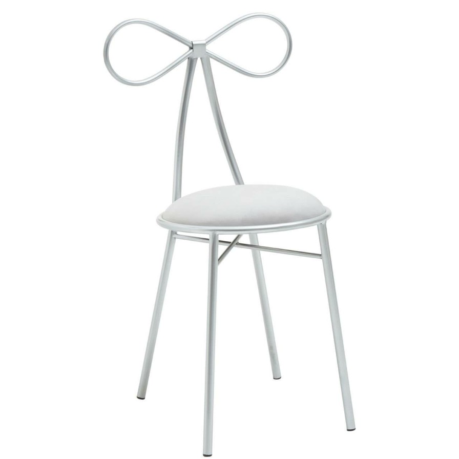 FURNITURE Premier Seating | Jolie Silver Bow Silver Velvet Chair