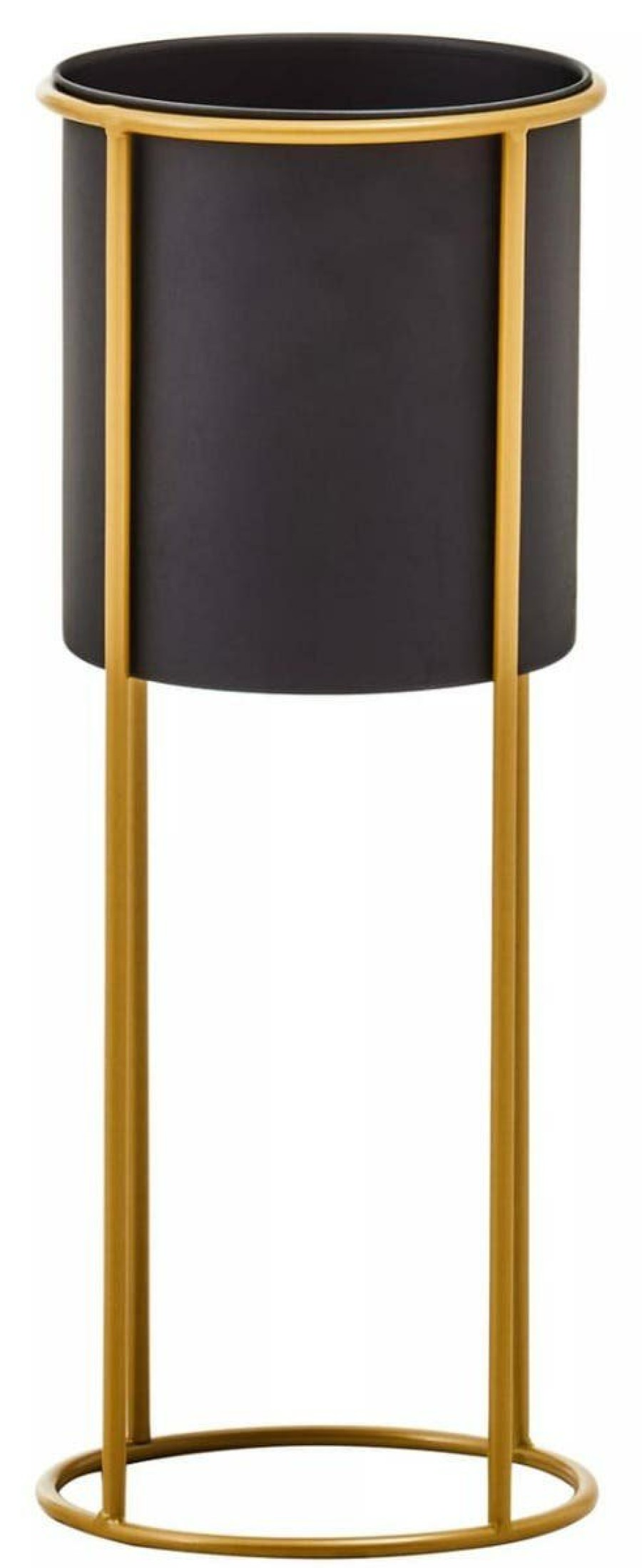 Accessories Premier Vases, Planters and Plant Stands | Trosa Large Black And Gold Floor Standing Planter