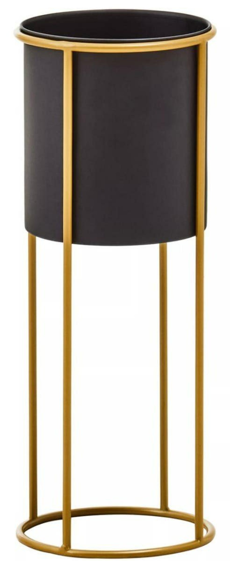 Accessories Premier Vases, Planters and Plant Stands | Trosa Large Black And Gold Floor Standing Planter