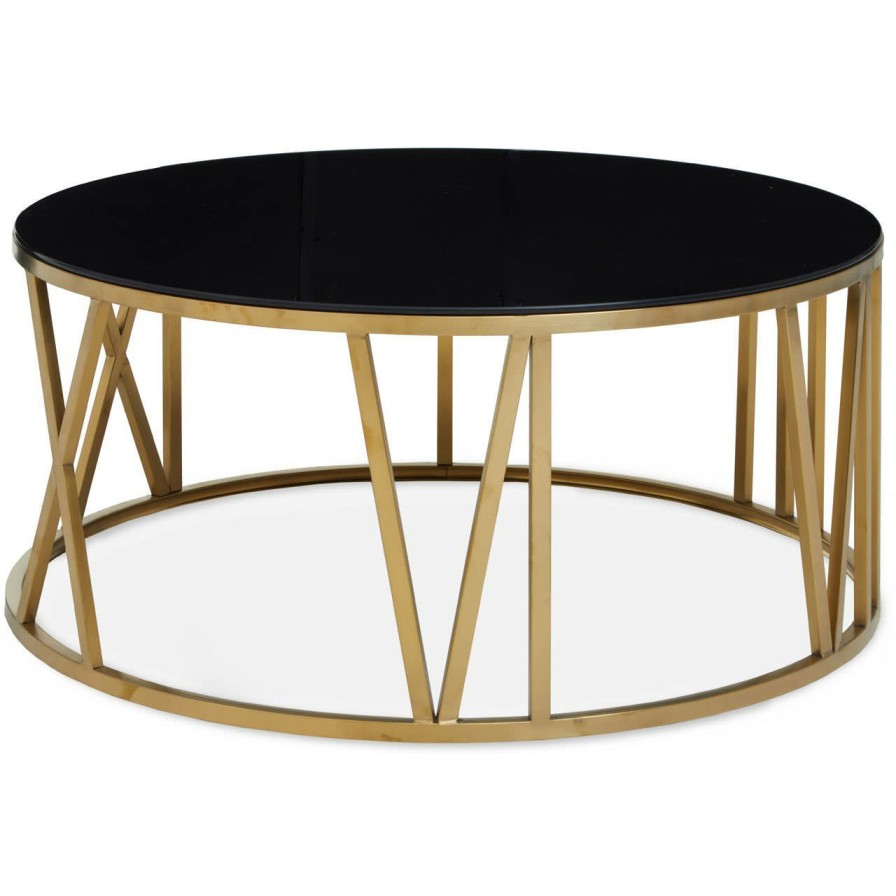 FURNITURE Fifty Five South Coffee Tables | Alana Coffee Table With Gold Finish Frame