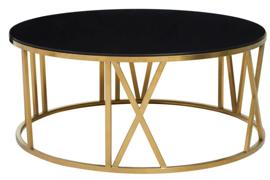 FURNITURE Fifty Five South Coffee Tables | Alana Coffee Table With Gold Finish Frame