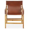 FURNITURE Fifty Five South Statement Chairs | Kendari Light Brown Leather And Light Teak Wood Chair