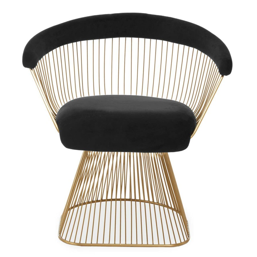 FURNITURE Fifty Five South Seating | Anzio Black Velvet And Brushed Gold Chair