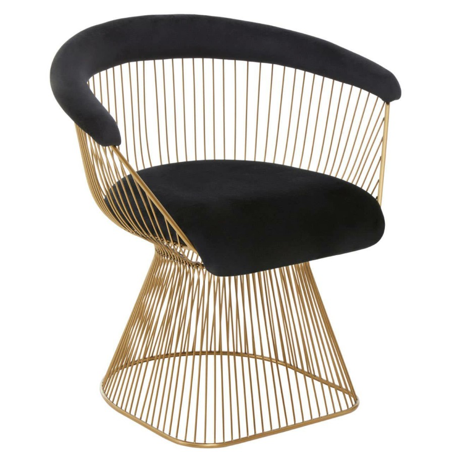 FURNITURE Fifty Five South Seating | Anzio Black Velvet And Brushed Gold Chair