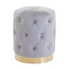 FURNITURE Premier Stools | Loretta Grey Velvet Button Tufted Stool