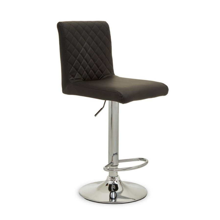 FURNITURE Premier Bar Seating | Baina Black And Chrome Bar Stool With Round Base