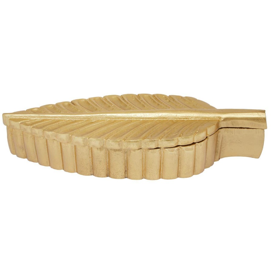 Accessories Fifty Five South Trinket Boxes and Dishes | Prato Gold Finish Plume Box