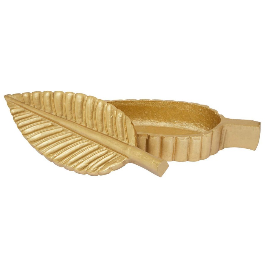 Accessories Fifty Five South Trinket Boxes and Dishes | Prato Gold Finish Plume Box