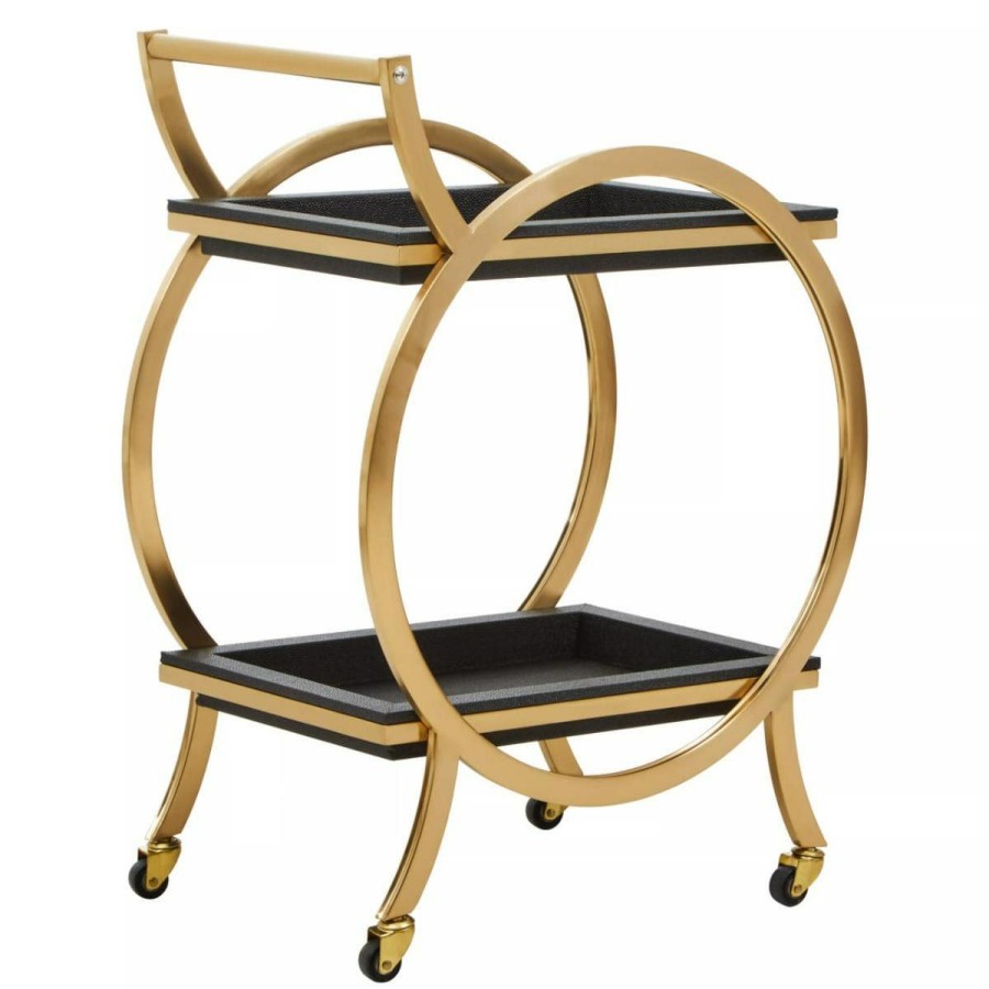 FURNITURE Fifty Five South Bar Carts and Trolleys | Cardoba Two Tier Black Serving Trolley