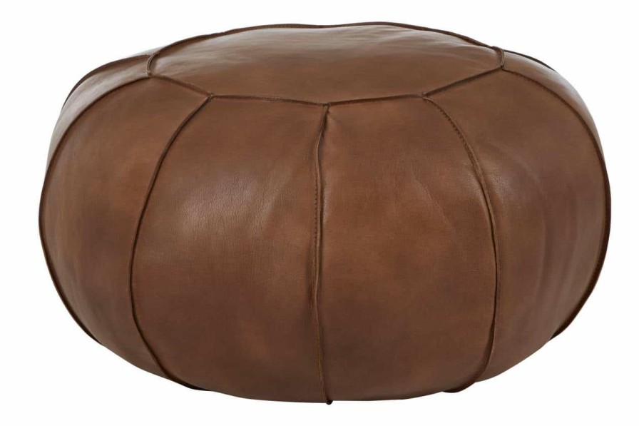 FURNITURE Fifty Five South Pouffes | Buffalo Brown Leather Pouffe